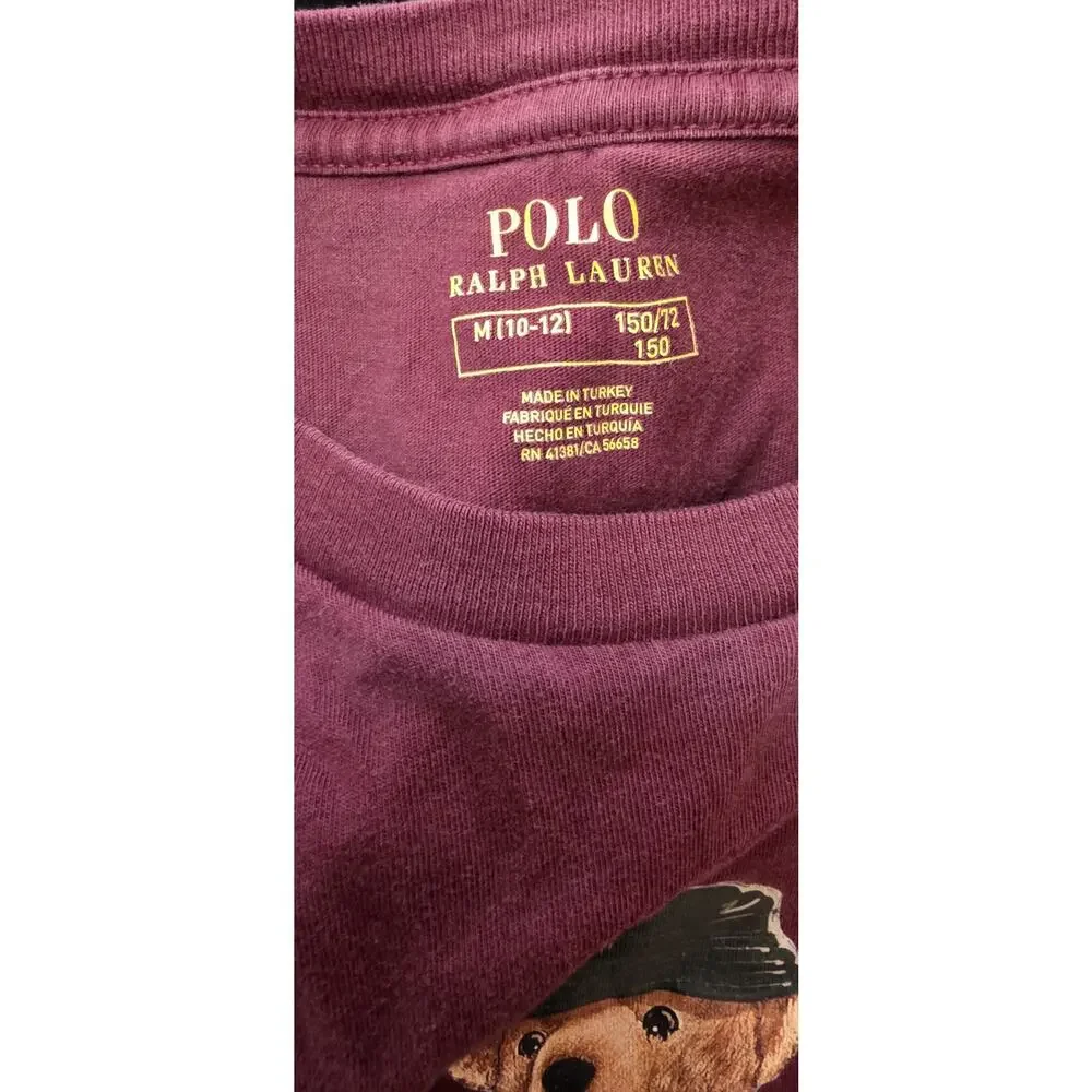 Ralph Lauren Polo Bear Tee Boys Size Medium 10-12 Preppy Casual Graphic T-Shirt